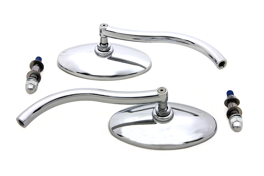 HARLEY Wyatt Gatling Chrome Oval Mirror Set with Contour Round fits 1965-UP All,