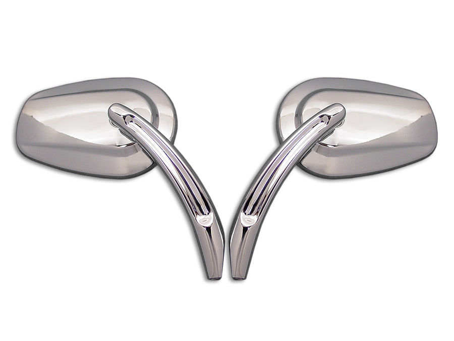 HARLEY Rectangle Taper Mirror Set with Billet Stems Chrome fits 1965-UP All,