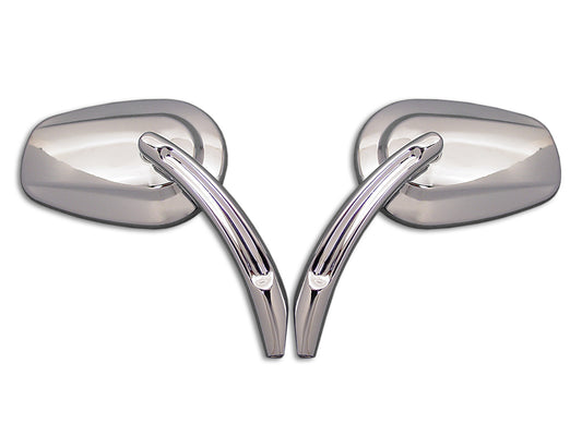 HARLEY Rectangle Taper Mirror Set with Billet Stems Chrome fits 1965-UP All,