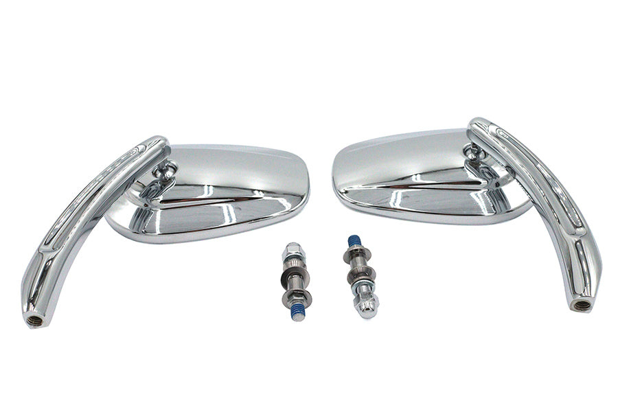 HARLEY Rechteckiger konischer Spiegel-Set mit Billet-Stielen Chrom Passend für alle Modelle ab 1965
