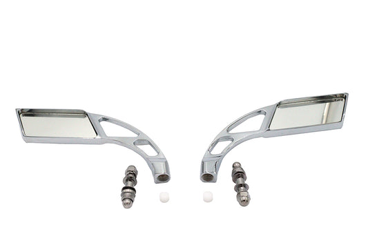 HARLEY Parallelogramm-Spiegel-Set mit gefrästem geschlitztem Stiel, Chrom, passend für alle Modelle ab 1965, für links und r