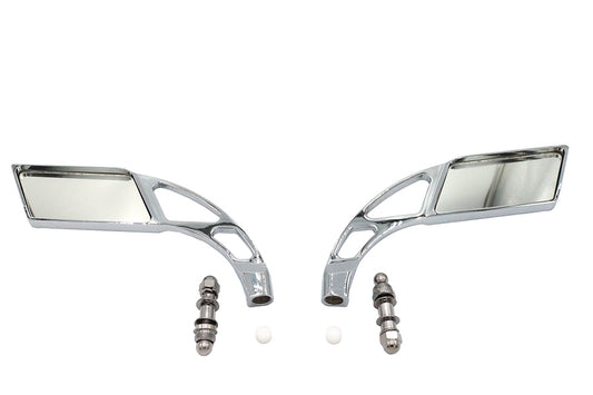 HARLEY Parallelogramm-Spiegel-Set mit gefrästem geschlitztem Stiel, Chrom, passend für alle Modelle ab 1965, für links und r