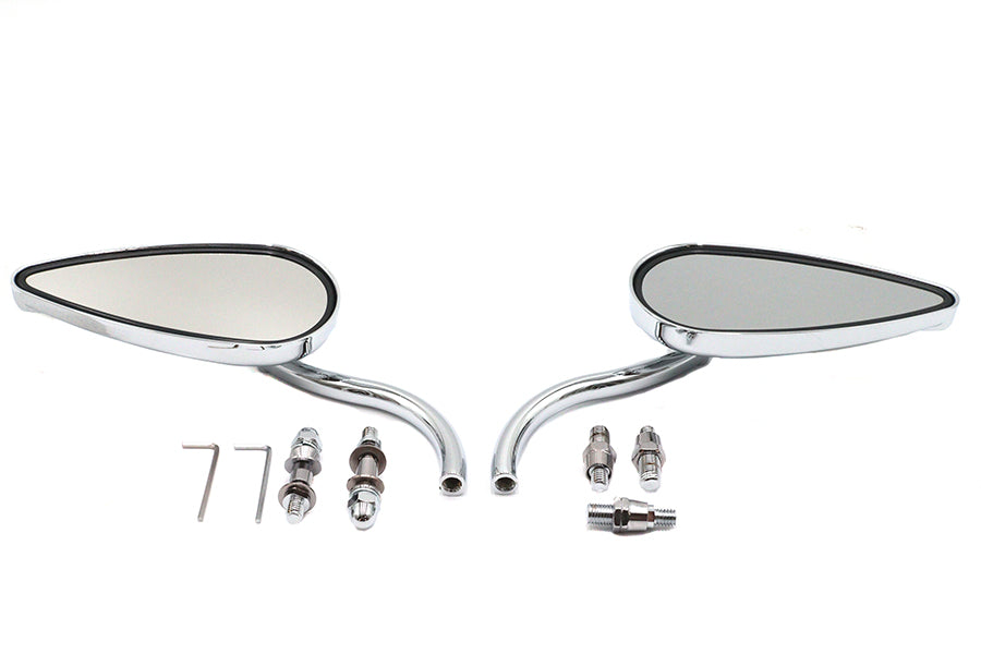 HARLEY Teardrop Spiegel Set mit Billet Langstielen Chrom Passt für 1965-UP Alle Modelle, für links und rechts