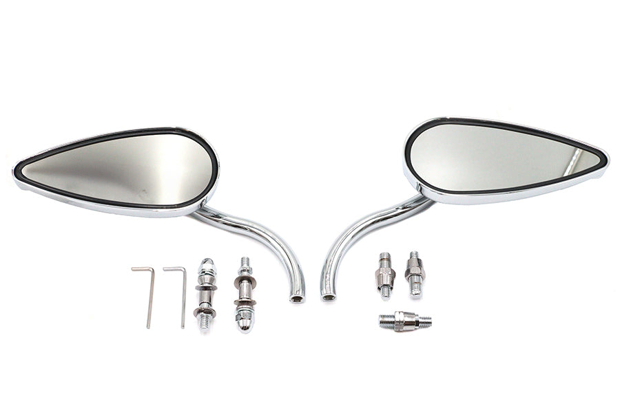 HARLEY Teardrop Spiegel Set mit Billet Langstielen Chrom Passt für 1965-UP Alle Modelle, für links und rechts