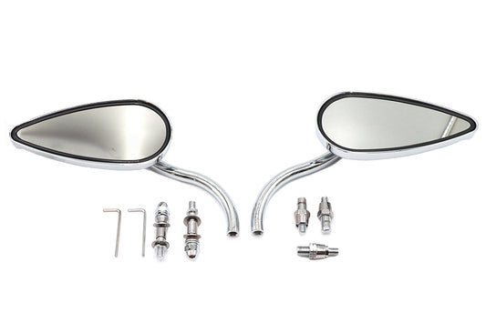 HARLEY Teardrop Spiegel Set mit Billet Langstielen Chrom Passt für 1965-UP Alle Modelle, für links und rechts