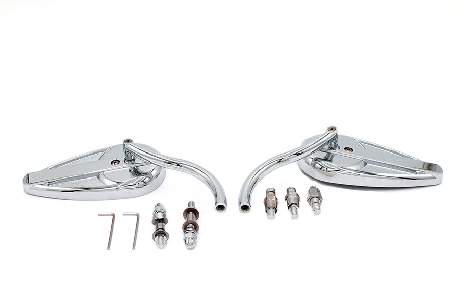 HARLEY Teardrop Spiegel Set mit Billet Langstielen Chrom Passt für 1965-UP Alle Modelle, für links und rechts