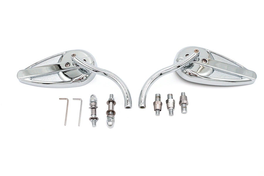 HARLEY Teardrop Spiegel Set mit Billet Langstielen Chrom Passt für 1965-UP Alle Modelle, für links und rechts