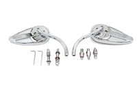 HARLEY Teardrop Spiegel Set mit Billet Langstielen Chrom Passt für 1965-UP Alle Modelle, für links und rechts