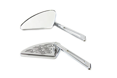 HARLEY Flame Teardrop Spiegelset mit geschlitzten Stielen Chrom Passend für alle Modelle ab 1965, für links und rechts