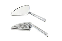 HARLEY Flame Teardrop Spiegelset mit geschlitzten Stielen Chrom Passend für alle Modelle ab 1965, für links und rechts