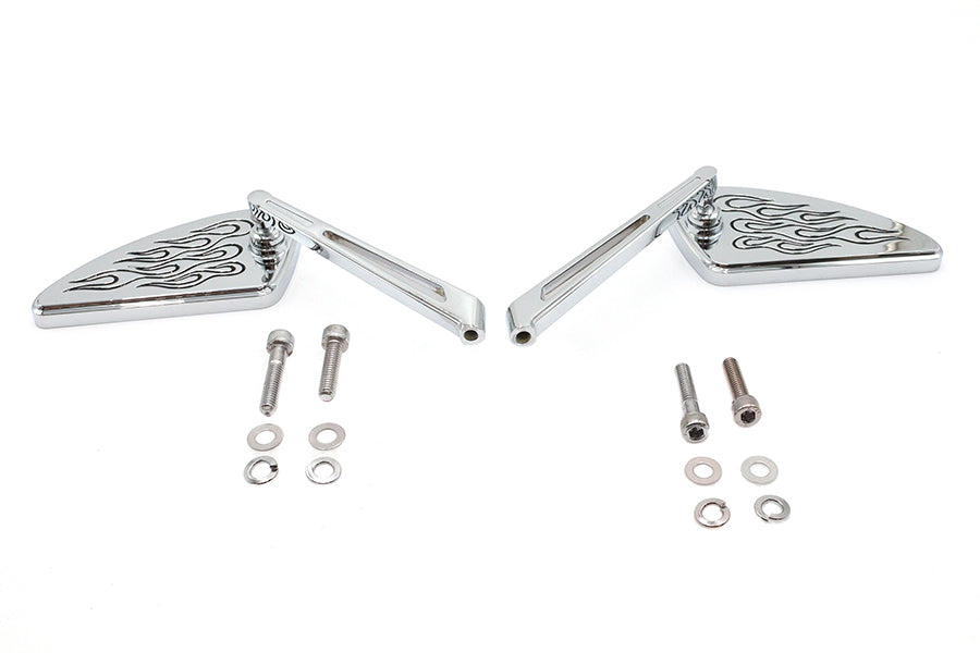 HARLEY Flame Teardrop Spiegelset mit geschlitzten Stielen Chrom Passend für alle Modelle ab 1965, für links und rechts