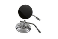HARLEY Round Flame Mirror Set Chrome with Round Stems fits 1965-UP All, models for left and right side application