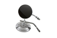 HARLEY Round Flame Mirror Set Chrome with Round Stems fits 1965-UP All, models for left and right side application