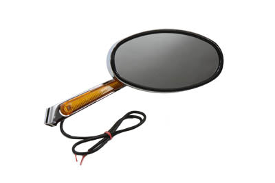 HARLEY Round Mirror Die Cast with Lighted Stem fits 1965-UP All, models for left or right side application
