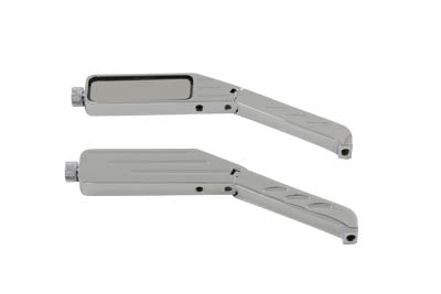 HARLEY Rectangle Ball Milled Mirror Set with Billet Stems fits 1965-UP All, models for left and right side application