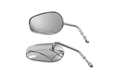 HARLEY Rectangle Mirror Set with Round Stems fits 1965-UP All, models for left and right side application
