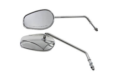 HARLEY Rectangle Mirror Set with Round Long Stems fits 1965-UP All, models for left and right side application