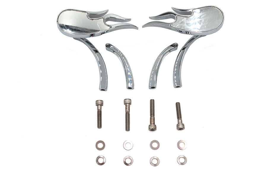 HARLEY Fireball Spiegelset mit Billet Curved Stems Chrom Passend für alle Modelle von 1965 bis heute, für links und rechts