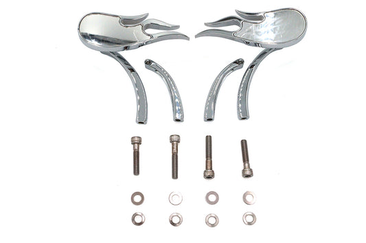 HARLEY Fireball Spiegelset mit Billet Curved Stems Chrom Passend für alle Modelle von 1965 bis heute, für links und rechts