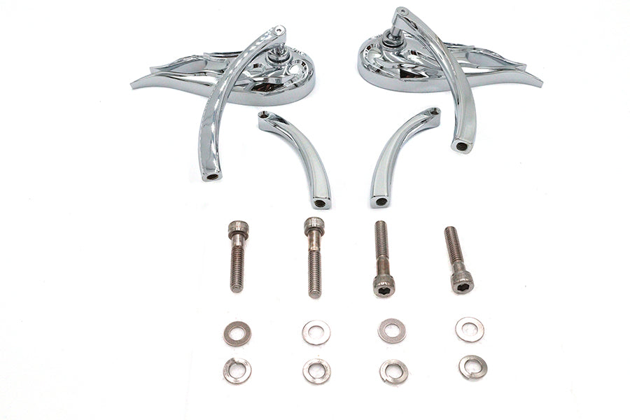 HARLEY Fireball Spiegelset mit Billet Curved Stems Chrom Passend für alle Modelle von 1965 bis heute, für links und rechts