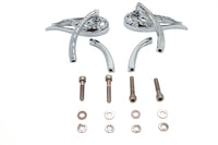 HARLEY Fireball Spiegelset mit Billet Curved Stems Chrom Passend für alle Modelle von 1965 bis heute, für links und rechts