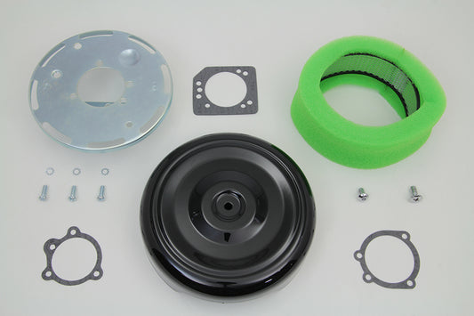 HARLEY Wyatt Gatling 8 inch Round Air Cleaner Kit with Black Cover fits 1988-UP XL,  1993-UP FL,  1993-UP FX,  1993-2006 FLH,