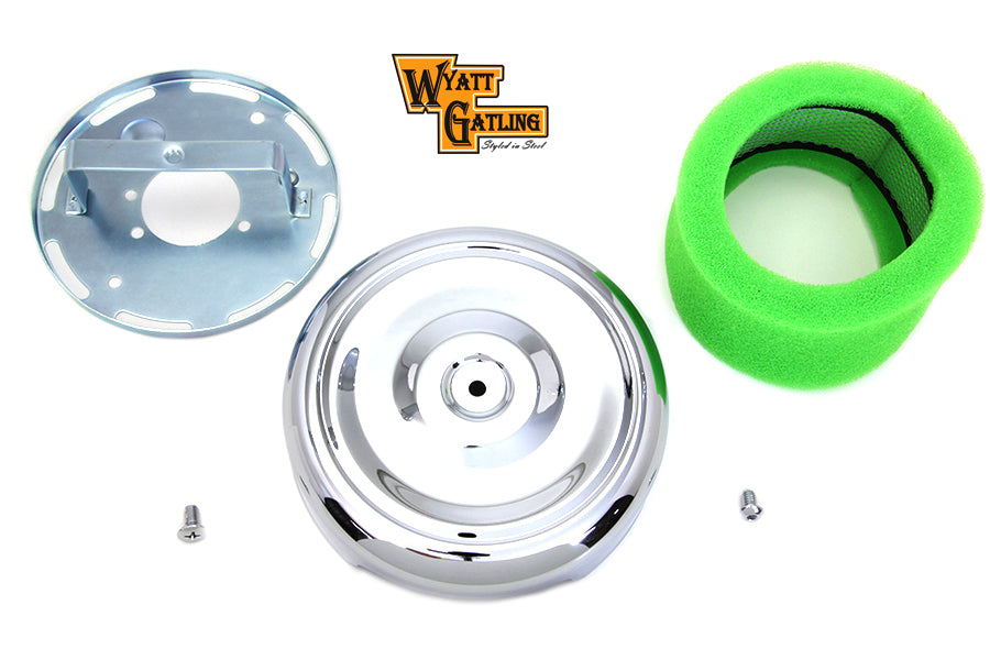 HARLEY Wyatt Gatling 8 inch Round Air Cleaner Chrome fits 1988-UP XL,  1993-UP FL,  1993-UP FX,