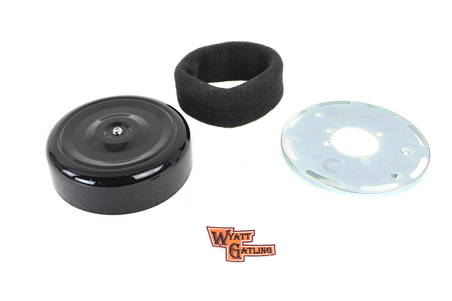 HARLEY Wyatt Gatling 7 inch Round Air Cleaner Kit with Black Cover fits 2008-UP FLH,