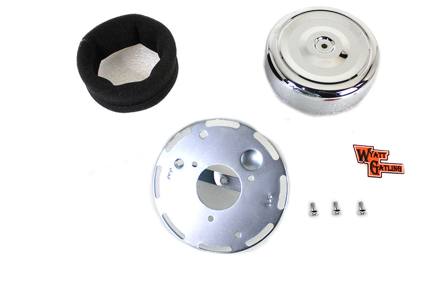 HARLEY Wyatt Gatling 7 inch Round Air Cleaner Kit with Chrome Cover fits 2008-UP FLH,