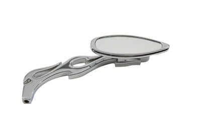 HARLEY Teardrop Mirror with Billet Flame Stem Chrome Fits 1965-UP All, models for left or right side
