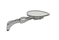 HARLEY Teardrop Mirror with Billet Flame Stem Chrome Fits 1965-UP All, models for left or right side