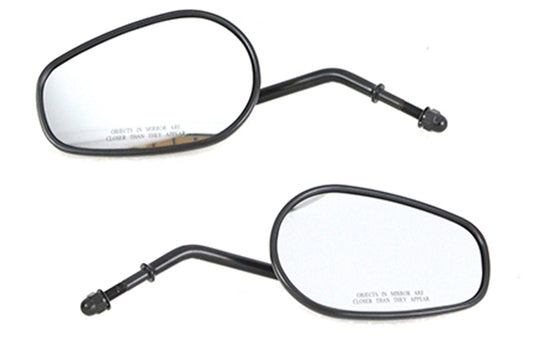 HARLEY Wyatt Gatling Rectangle Mirror Set with Round Stems Black fits 1965-UP All,