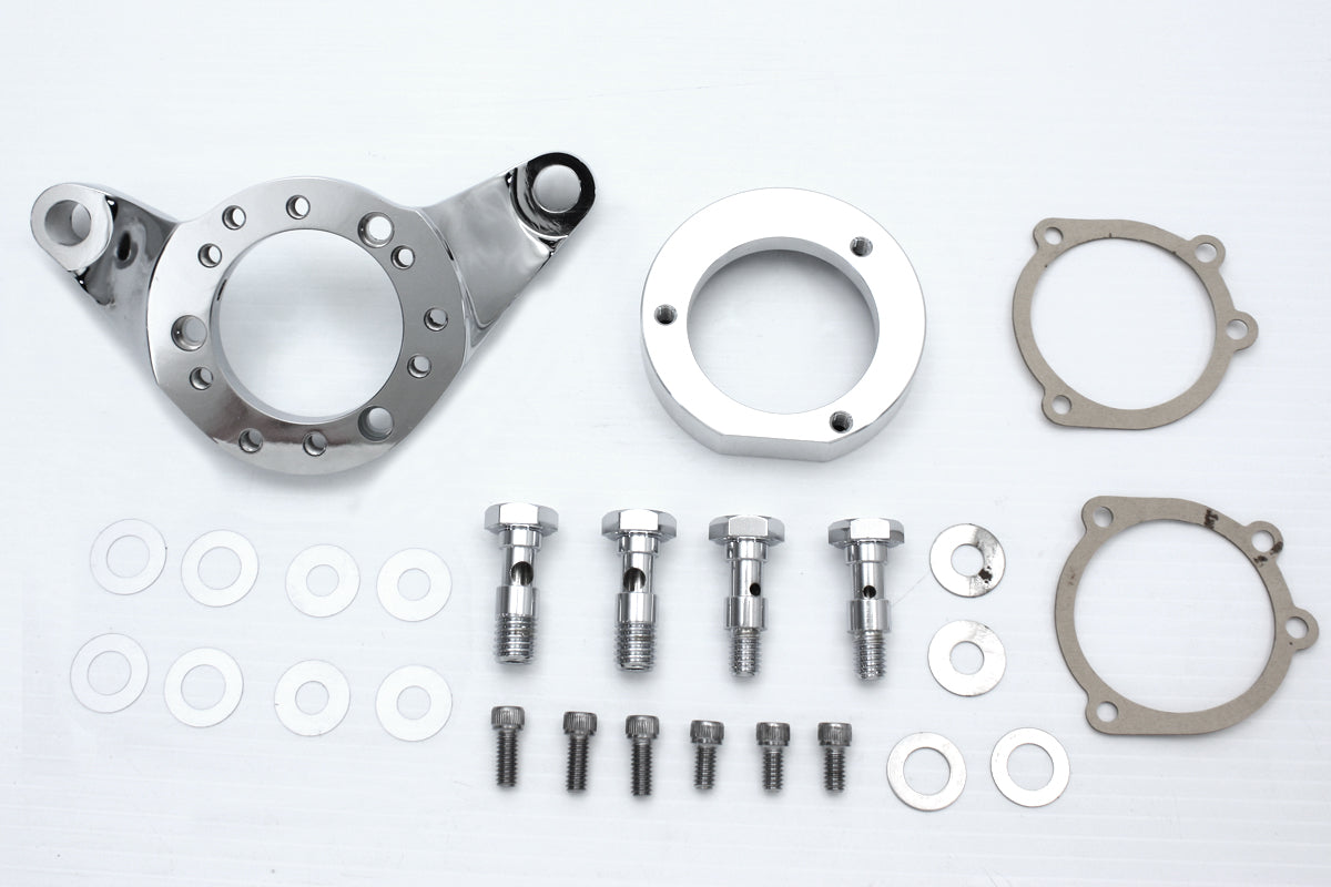 HARLEY Air Cleaner Bracket Kit Chrome Billet Fits 0-  Custom, application for Mikuni to CV carbureto