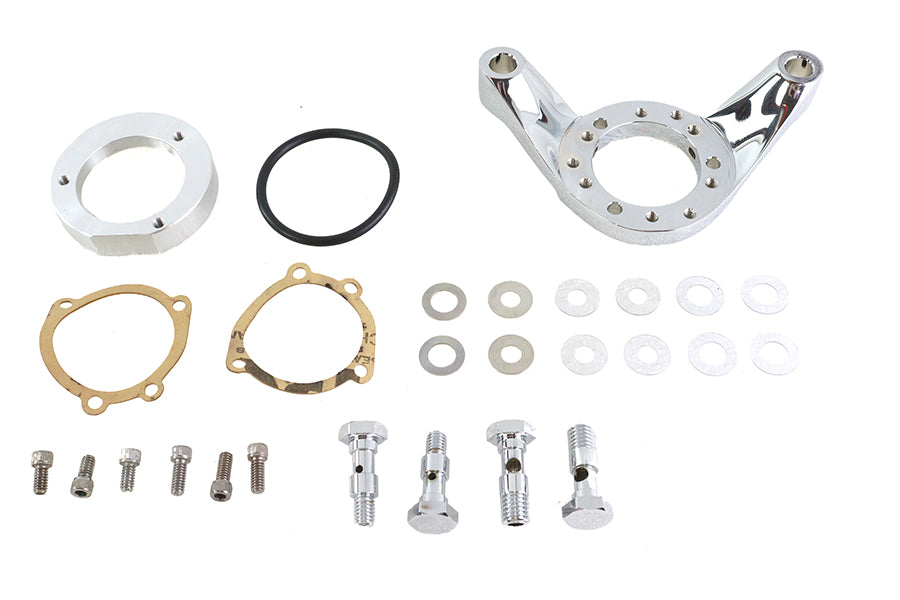 HARLEY Air Cleaner Bracket Kit Chrome Billet Fits 0-  Custom, application for Mikuni to CV carbureto