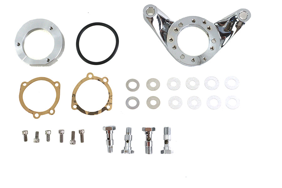HARLEY Air Cleaner Bracket Kit Chrome Billet Fits 0-  Custom, application for Mikuni to CV carbureto