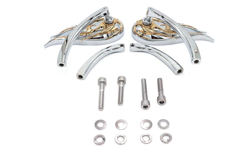 HARLEY Fireball Spiegel-Set mit gebogenen Stielen Chrom Passend für alle Modelle ab Baujahr 1965, für linke und rechte Seite