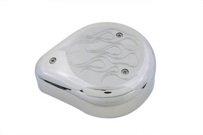HARLEY Teardrop-Luftfilter mit Flammen, Chrom, passend für 1990–2015 FXST, 1990–2015 FLST, 1990–2007 FL