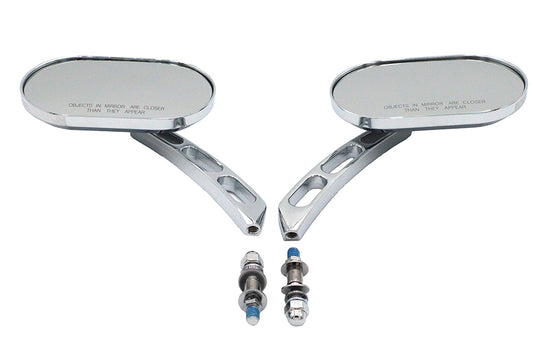 HARLEY Oblong Spiegel Set Chrom Billet Passend für alle Modelle ab 1965, für links und rechts