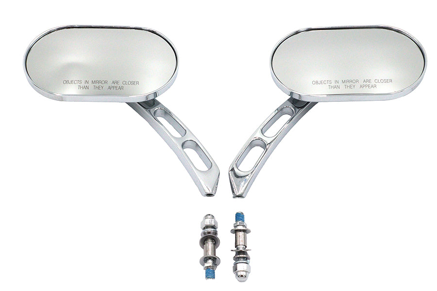 HARLEY Oblong Spiegel Set Chrom Billet Passend für alle Modelle ab 1965, für links und rechts