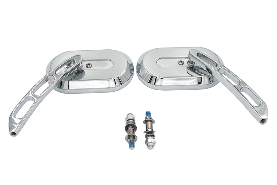 HARLEY Oblong Spiegel Set Chrom Billet Passend für alle Modelle ab 1965, für links und rechts