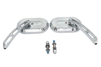 HARLEY Oblong Spiegel Set Chrom Billet Passend für alle Modelle ab 1965, für links und rechts