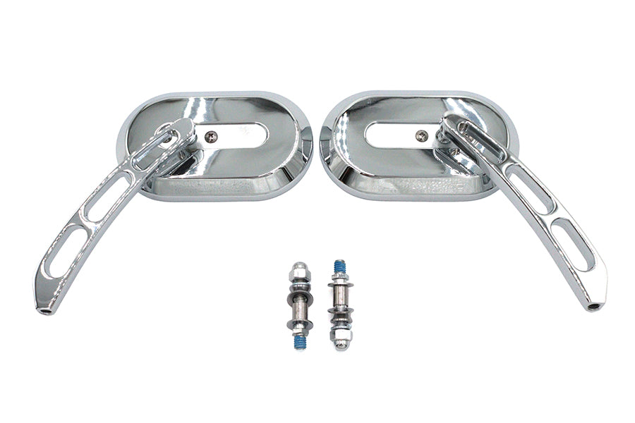 HARLEY Oblong Spiegel Set Chrom Billet Passend für alle Modelle ab 1965, für links und rechts