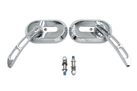 HARLEY Oblong Spiegel Set Chrom Billet Passend für alle Modelle ab 1965, für links und rechts