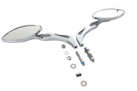 HARLEY Druid Spiegel Set Oval Flammen-Stil mit Billet Vorbau Passend für 1965-UP Alle, Modelle für links und rechts
