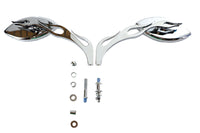 HARLEY Druid Spiegel Set Oval Flammen-Stil mit Billet Vorbau Passend für 1965-UP Alle, Modelle für links und rechts
