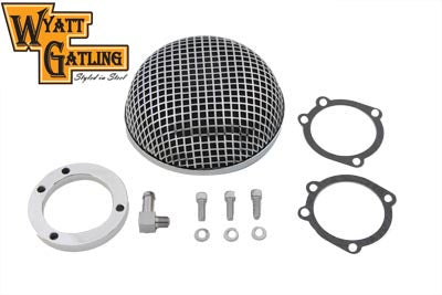 HARLEY Wyatt Gatling Round Mesh Luftfilter Chrom Passt 1990-2015 FXST, 1990-2015 FLST, 1990-200