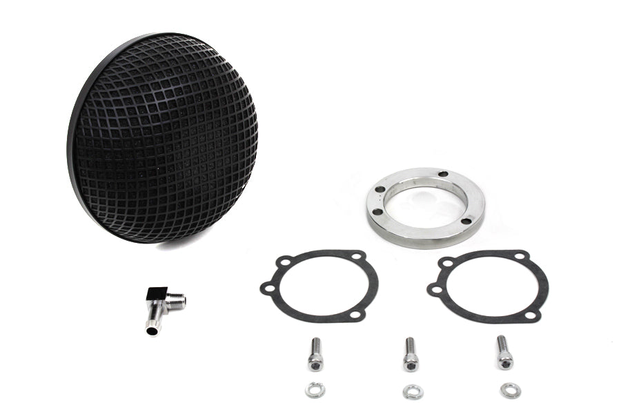 HARLEY Wyatt Gatling Round Mesh Air Cleaner Black fits 1990-2015 FXST,  1990-2015 FLST,  1990-2007 FLT,  1990-1994 FXR,  1991-2017 FXD,  1988-2006 XL,