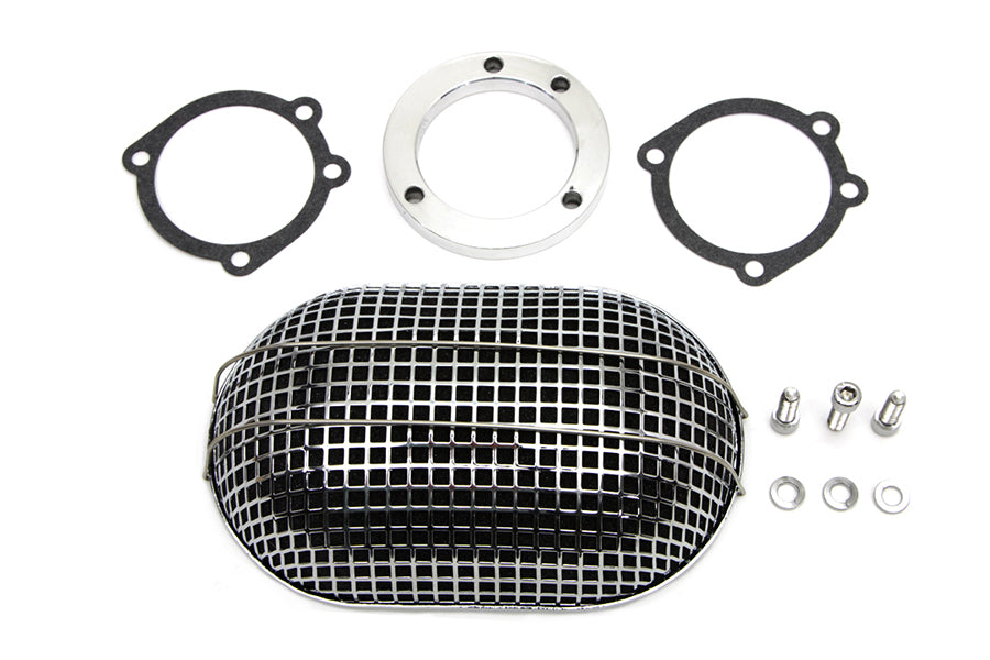 HARLEY Chrom ovaler Netz-Luftfilter passend für 1990-2015 FXST,   1990-2015 FLST,   1990-2007 FLT,   1990-1