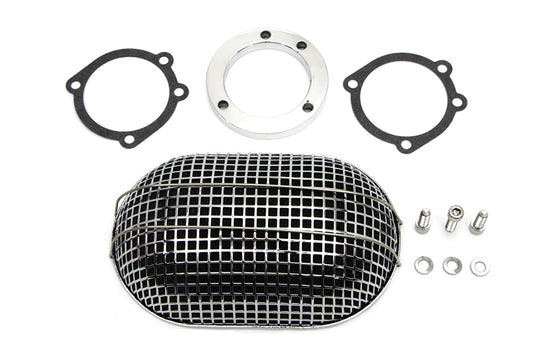HARLEY Chrom ovaler Netz-Luftfilter passend für 1990-2015 FXST,   1990-2015 FLST,   1990-2007 FLT,   1990-1