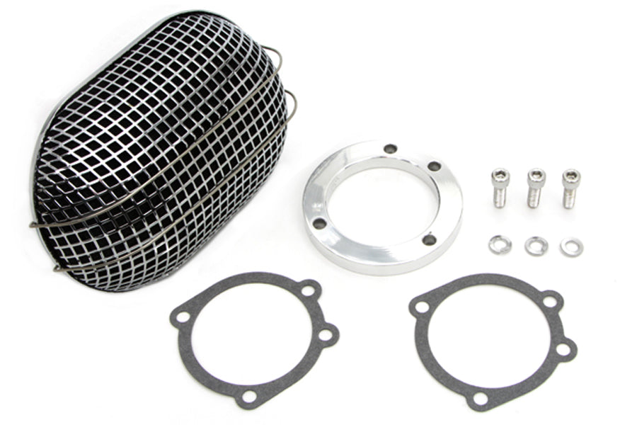 HARLEY Chrom ovaler Netz-Luftfilter passend für 1990-2015 FXST,   1990-2015 FLST,   1990-2007 FLT,   1990-1